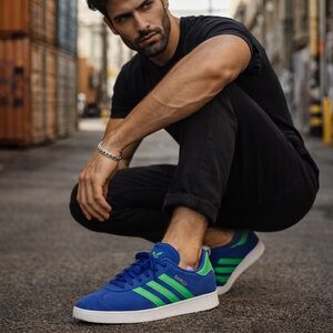 Adidas Gazelle Men’s 8 Blue Green Suede Sneakers New w/ Box